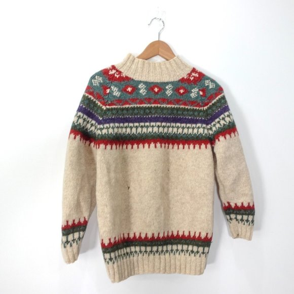 VINTAGE Western Sweater Women Small Wool Knit Southwest Aztec Pullover Grandma - Picture 1 of 13